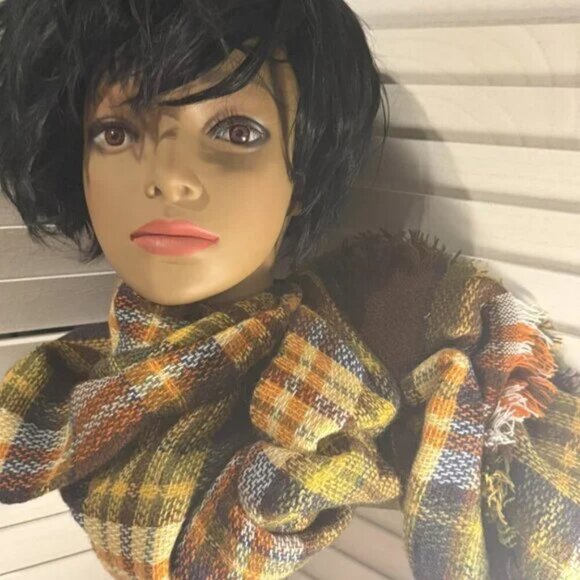 Plaid Oversized Scarf Blanket โ NWT, 55"x50", Orange Yellow Brown, Cozy - Picture 3 of 3